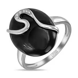 Золотое кольцо c бриллиантами и ониксом