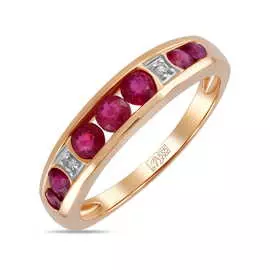 Золотое Кольцо c бриллиантами и рубинами