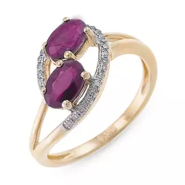 Золотое Кольцо c бриллиантами и рубинами