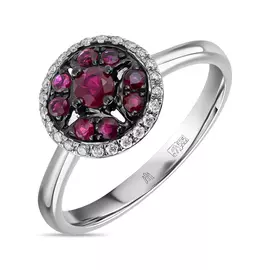 Золотое Кольцо c бриллиантами и рубинами