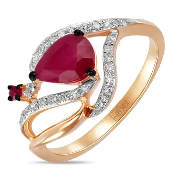 Золотое Кольцо c бриллиантами и рубинами