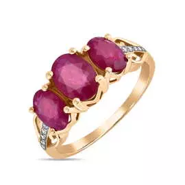 Золотое Кольцо c бриллиантами и рубинами