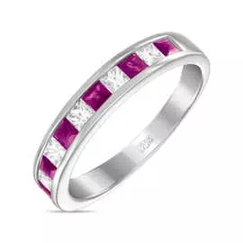 Золотое кольцо c бриллиантами и рубинами