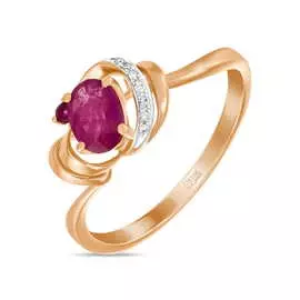 Золотое кольцо c бриллиантами и рубинами