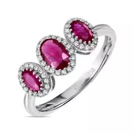 Золотое кольцо c бриллиантами и рубинами