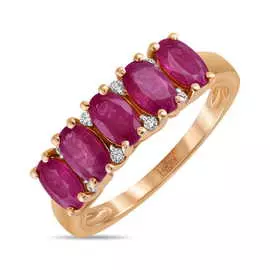 Золотое Кольцо c бриллиантами и рубинами