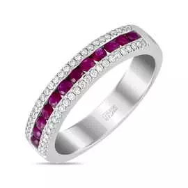 Золотое кольцо c бриллиантами и рубинами