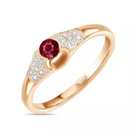 Золотое Кольцо c бриллиантами и рубином