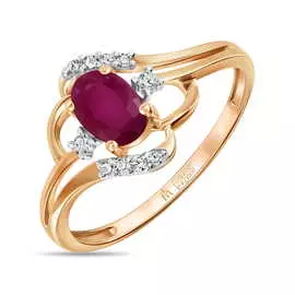 Золотое Кольцо c бриллиантами и рубином