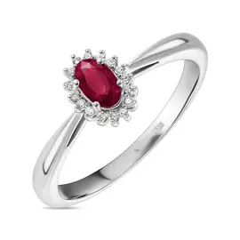 Золотое кольцо c бриллиантами и рубином