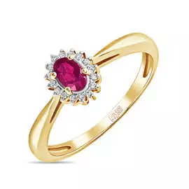 Золотое Кольцо c бриллиантами и рубином