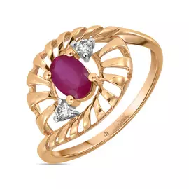Золотое Кольцо c бриллиантами и рубином