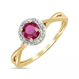 Золотое Кольцо c бриллиантами и рубином