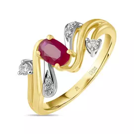 Золотое Кольцо c бриллиантами и рубином