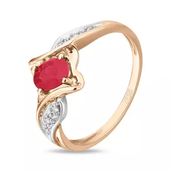 Золотое Кольцо c бриллиантами и рубином