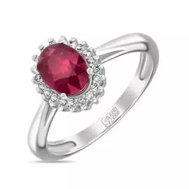 Золотое кольцо c бриллиантами и рубином