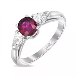 Золотое кольцо c бриллиантами и рубином