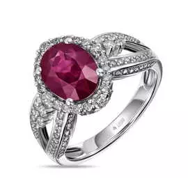 Золотое кольцо c бриллиантами и рубином