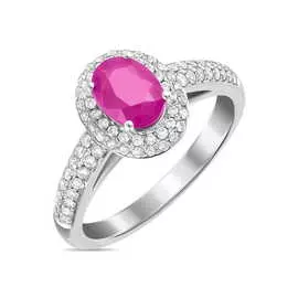 Золотое кольцо c бриллиантами и рубином