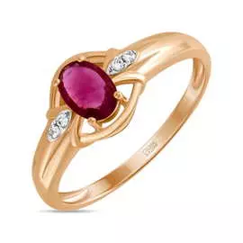 Золотое Кольцо c бриллиантами и рубином