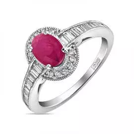 Золотое кольцо c бриллиантами и рубином