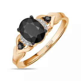 Золотое кольцо c бриллиантами и сапфир цветнойами