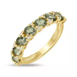 Золотое кольцо c бриллиантами и сапфирами