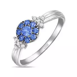 Золотое кольцо c бриллиантами и сапфирами