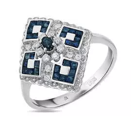 Золотое кольцо c бриллиантами и сапфирами