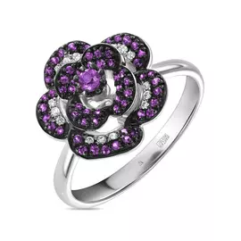 Золотое кольцо c бриллиантами и сапфирами