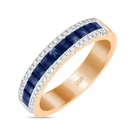Золотое Кольцо c бриллиантами и сапфирами