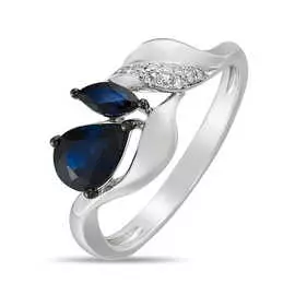 Золотое кольцо c бриллиантами и сапфирами