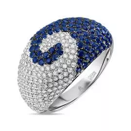 Золотое кольцо c бриллиантами и сапфирами