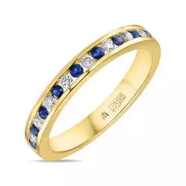 Золотое Кольцо c бриллиантами и сапфирами