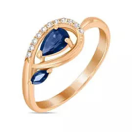 Золотое Кольцо c бриллиантами и сапфирами