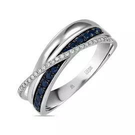 Золотое кольцо c бриллиантами и сапфирами