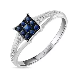 Золотое кольцо c бриллиантами и сапфирами