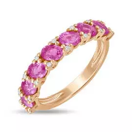 Золотое кольцо c бриллиантами и сапфирами