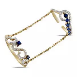 Золотое кольцо c бриллиантами и сапфирами