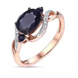 Золотое Кольцо c бриллиантами и цветными сапфирами