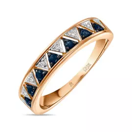Золотое Кольцо c бриллиантами и сапфирами