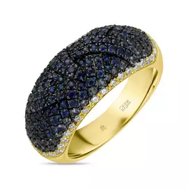 Золотое кольцо c бриллиантами и сапфирами