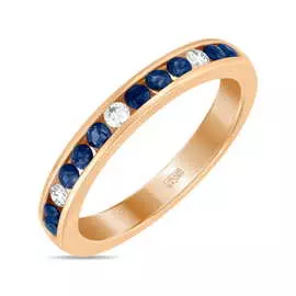 Золотое кольцо c бриллиантами и сапфирами
