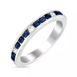 Золотое кольцо c бриллиантами и сапфирами