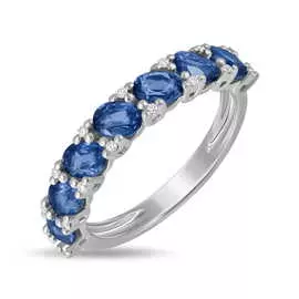 Золотое кольцо c бриллиантами и сапфирами