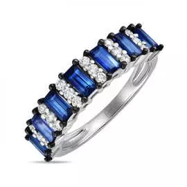 Золотое кольцо c бриллиантами и сапфирами