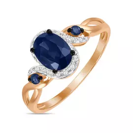 Золотое Кольцо c бриллиантами и сапфирами