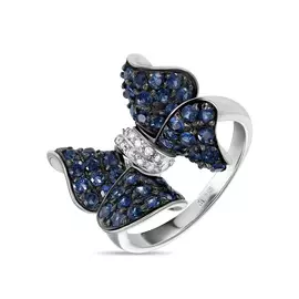 Золотое Кольцо c бриллиантами и сапфирами