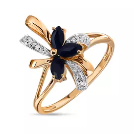 Золотое Кольцо c бриллиантами и сапфирами