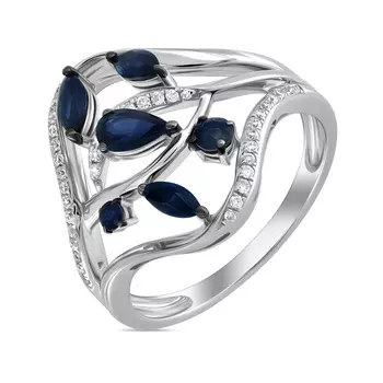 Золотое кольцо c бриллиантами и сапфирами